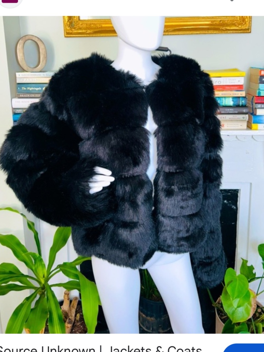Black Faux Fur Jacket - Luxury Women's Coat M